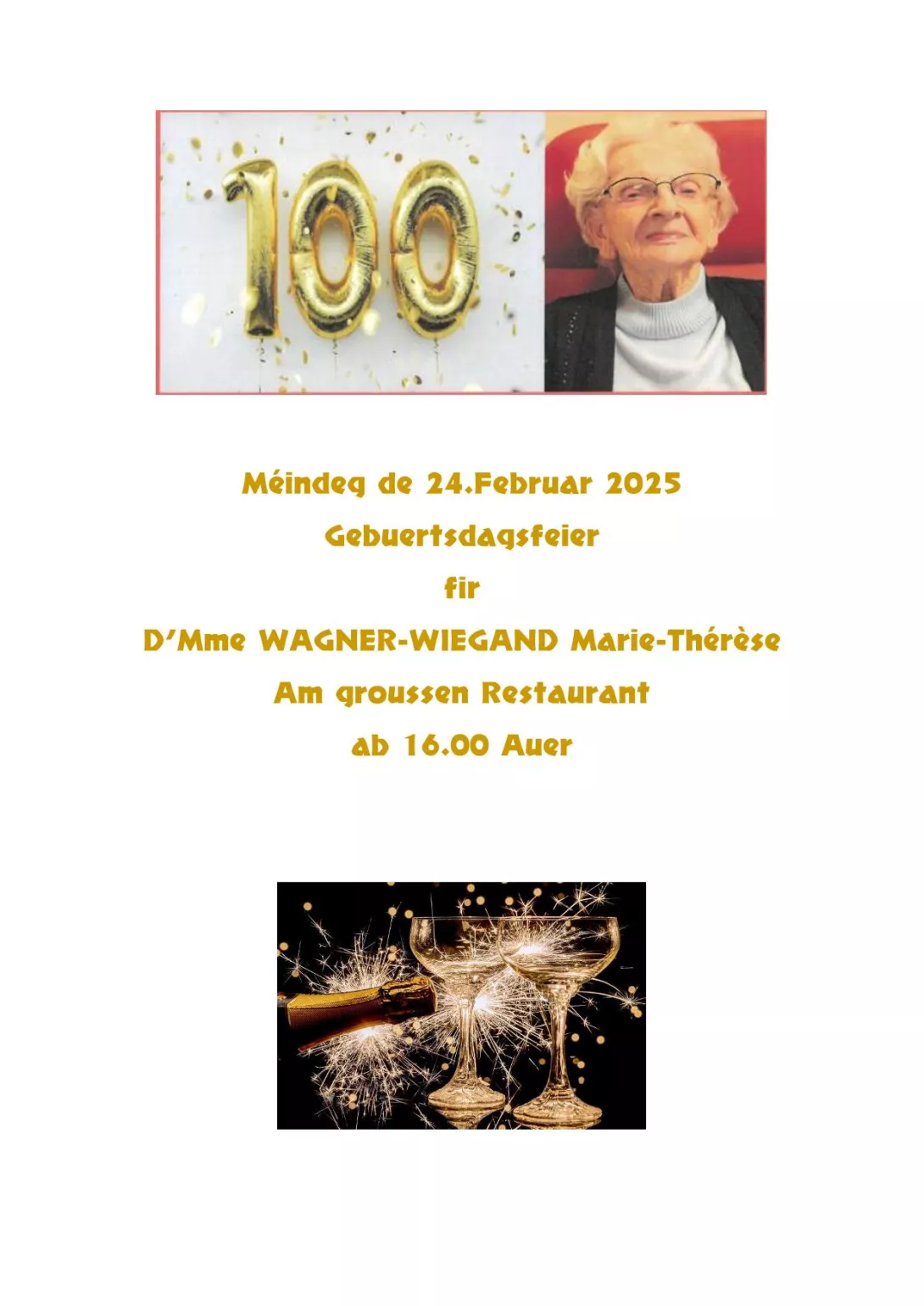 100 ANS MME WIEGAND - WAGNER 24.02.2025