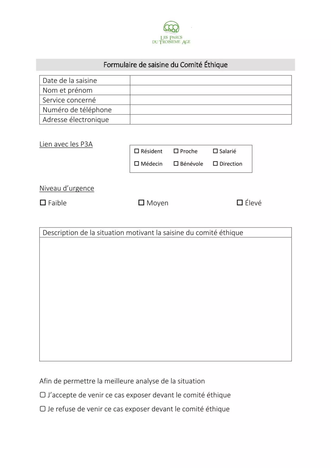 Formulaire de saisine
