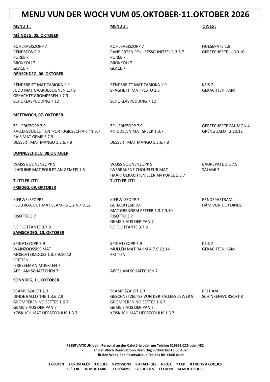 MENU 05.OKTOBER-11.OKTOBER